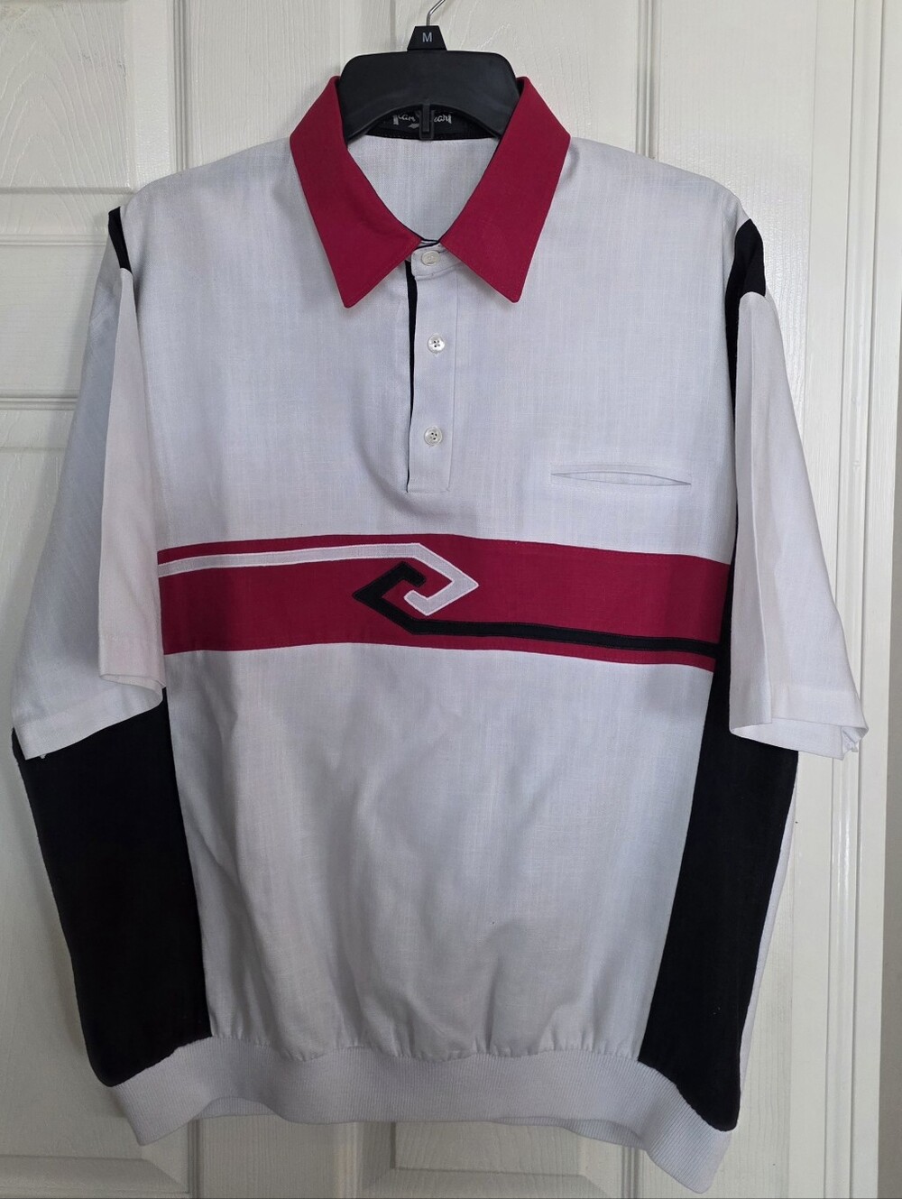 Vintage Alan Stuart Babded Poko Abstract Geometric Short Sleeve XL 80s Retro